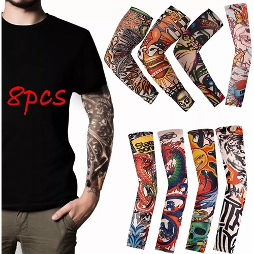 8pzs Surtidos Guantes Manga Cubre Sol Tatuaje Unisex Enví