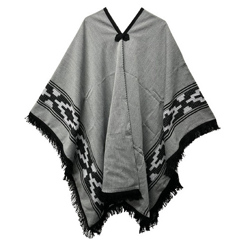 Poncho Incaico Adulto Guarda Pampa Unisex Gris C/ Negro