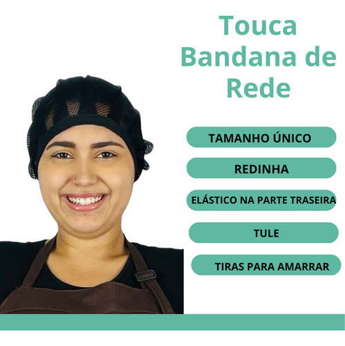 12 Toucas Redinha Cozinha Resistente Lanchonete Cozinheira Cor Preto não