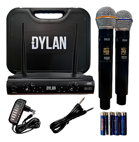 Microfone Sem Fio Duplo Dylan Dw-602 Cardioide