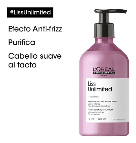 Shampoo Anti-Frizz Cabello Liso Liss Unlimited 500 ml L'Oréal Professionnel