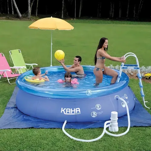 Piscina Inflável 2400L KAHA Redonda Azul com Kit Reparo 2.4m x