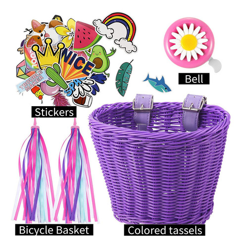 (w) Cesta Para Bicicleta, Tejida A Mano, Para Niña, En La Pa