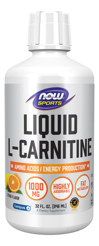 Now Foods Sports, L-carnitina Líquida, Cítricos, 1,000 Mg.