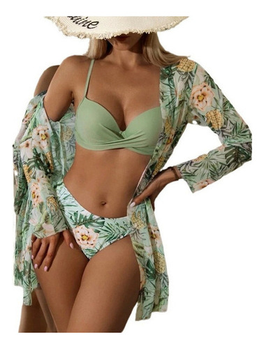 Pipa De Bikini Alto Bañador Deportivo Con Estampado Floral L