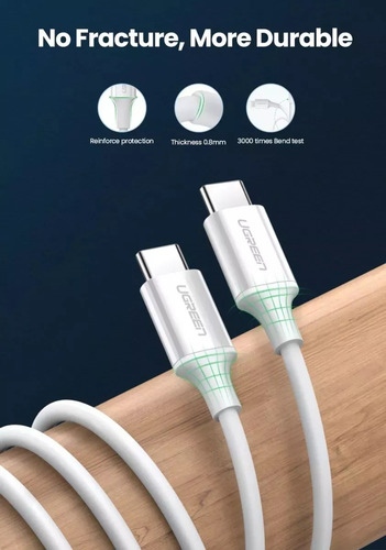 Cable De Datos Y De Carga Usb-c A Usb-c 3a De 60w, 1m Ugreen