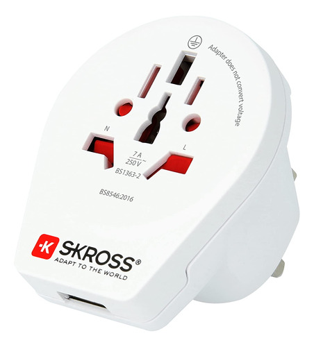 Skross A Reino Unido Usb Adaptador De Viaje, Talla Unica , B