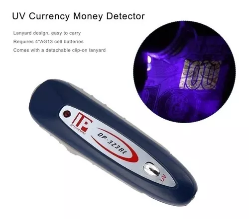 Detector Billetes Falsos 2 En 1 Dolares Euros Portatil Uv Mg