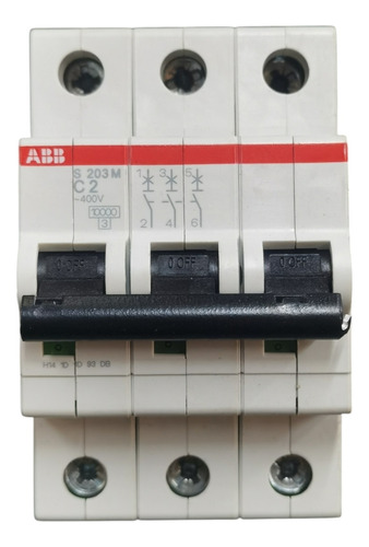Pastilla, Interruptor Magnetotérmico Abb S 203m-c2, 3p, 2a