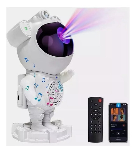 Lámpara Astronauta Proyector Estrellas Bocina Bluetooth Luz.
