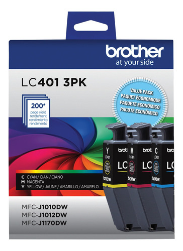 Paquete De 3 Cartuchos De Tinta Brother Genuine Lc401 De