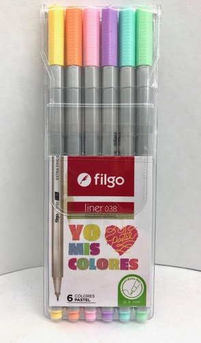 Imagen 1 de 2 de Microfibra Marcador Filgo Pastel X 6 Unidades Pack X10