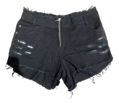 Short Curto Plus Size Jeans Desfiado Preto