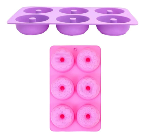 Molde De Silicona Para Donas 6 Cavidades Repostería Multicolor