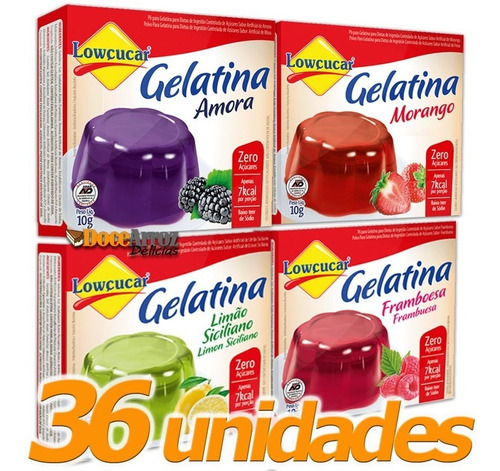 Gelatina Diet Lowçucar Zero Açúcar 36 Unid. Sabores Sortidos