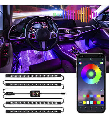 Livtee Smart Rgb Led Interior Luces, 2 Líneas Diseño Con Pue