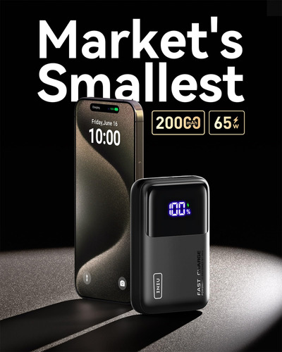 Power Bank Iniu 20000 Mah, 65 W, Usb C, Pd, Qc, Carga Rápida
