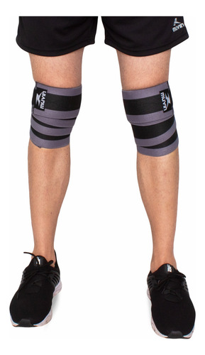Faixa Elástica De Joelho Para Lpo Muvin - Látex Resistente Cor Preto/Cinza