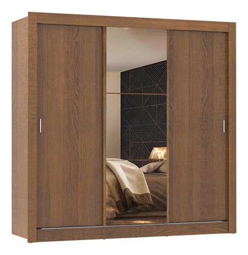 Ropero Closet Madesa Mônaco 3 Puertas 1 Espejo Mm Color Marrón