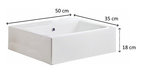 Bacha Baño Apoyo Lavatorio Vanitory Monocomando Rectangular Color Blanco