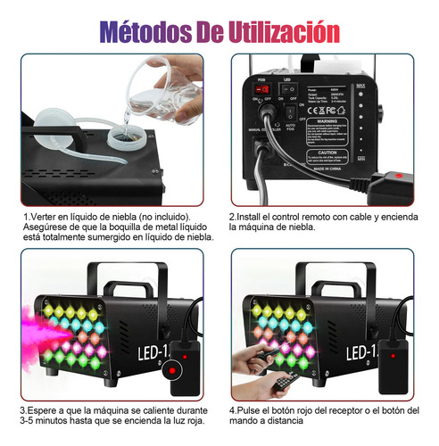 Bylifity® Máquina De Humo 1200w Con 24 Luces Led Coloridas Y 4 Efectos Estroboscópicos,Máquina De Niebla Automática De 2500 Cfm Con 1 Receptor Con Protección Automática Contra Sobrecalentamiento