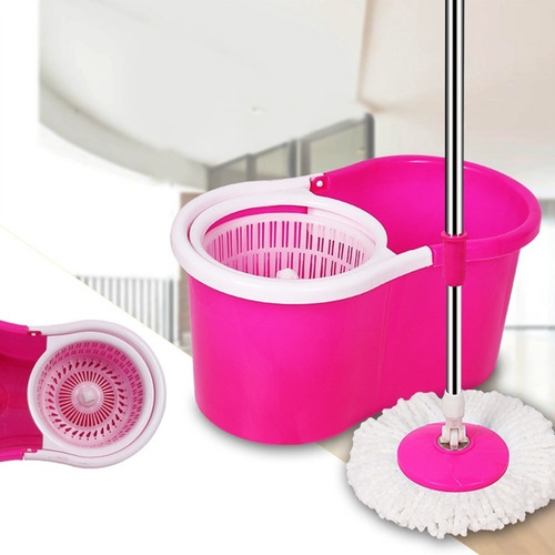Trapeador Exprimidor Automático Spin Mop Con Cubeta Color Rosa