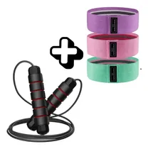 Comprar Kit 3 Faixa Elastica Hip Mini Band + Corda De Pular Fitness