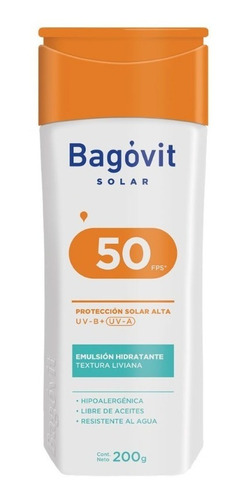 Protector Solar Bagovit Emulsion Hidratante Fps50 X 200 Ml