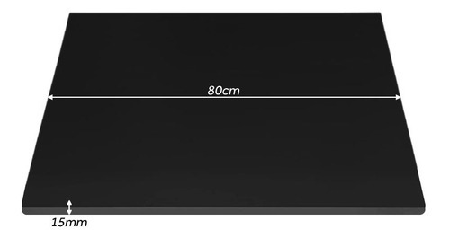 Tampo De Mesa Mdf Preto Quadrado 80cm X 15mm
