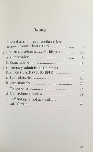 Gobierno Y Administración De Las Islas Malvinas 1776-1833