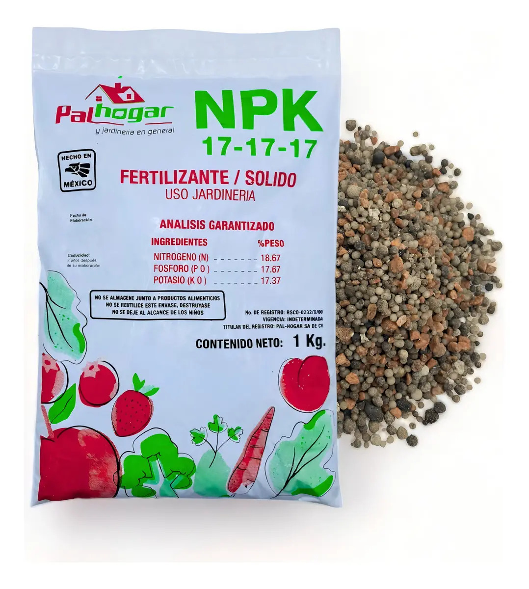 Fertilizante Triple 17 NPK Palhogar 1 Kg Para Plantas