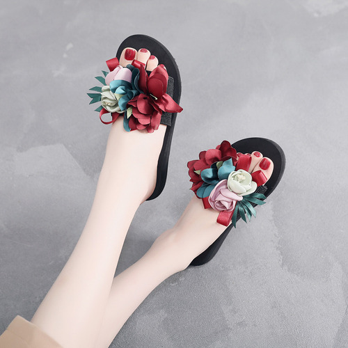 Sandalias De Verano Con Cuñas De Flores Bohemias Para Mujer,