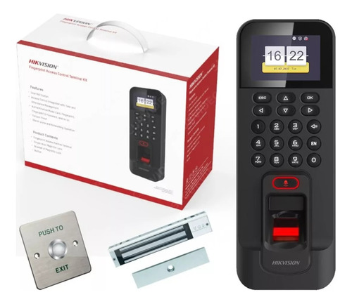 Kit Control Acceso Biometrico Cerradura Y Boton Wifi/hikvisi