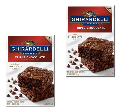 2 Premezcla Para Brownies Ghirardelli Tri Chocolate X 3.4k