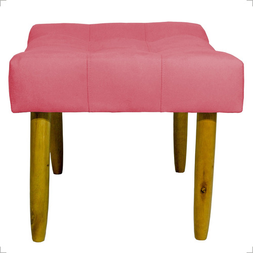 Puff Decorativo Retangular Requinte Pé Palito Suede Bege Cor Rosê