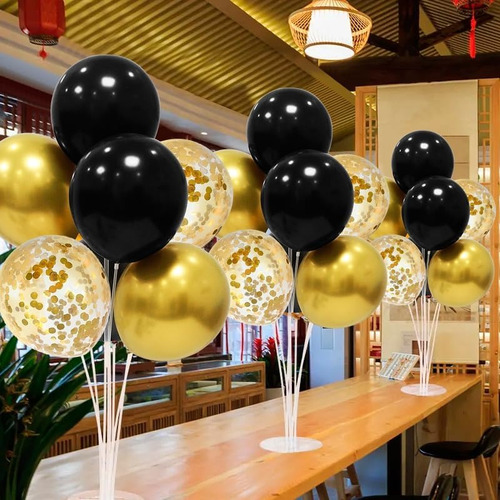 Centro De Mesa Globos Chrome Mix Dorado + Cristal X 8un