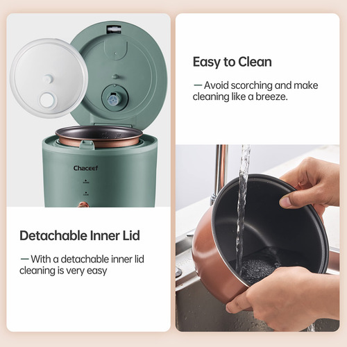 Olla Arrocera Chaceef Mini De 1.2 L, 2 Tazas, Cruda Con Olla