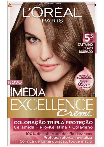 Tinta Loreal Imédia Excellence 5.3 Castanho Claro Dourado