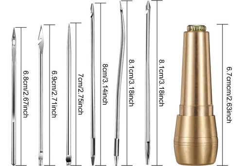 Kit De Herramientas Para Reparar Cuero: 6 Agujas, Hilo Nylon