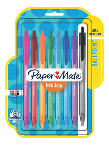 Boligrafo Retractil Inkjoy Paper Mate Surtido Blister X8