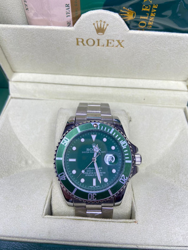 Relogio Pulso Submariner Rolex Prata Com Verde Com Caixa (Recondicionado)