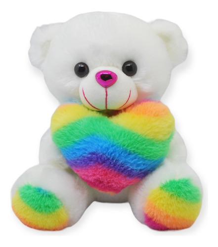 Peluche Oso Corazón Arcoiris San Valentín 14 Febrero Amor