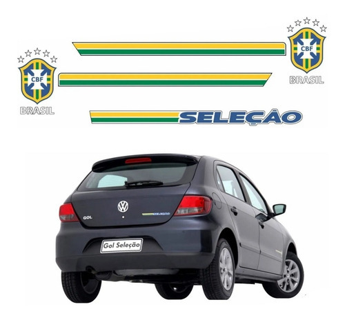 Kit Adesivos Para Volkswagen Gol Seleção 2010 Preto 20738 Cor Preto