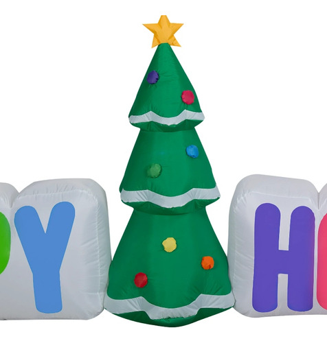 Inflable Navideño Happy Holidays Con Luz Led Decoracion 3.5m