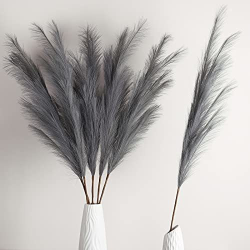 Faux Pampas Grass 6 Tallos, Artificial Pampas Grass - 43 Pul