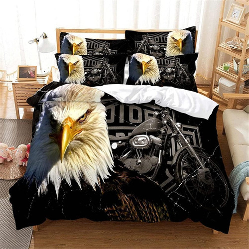 Funda Nórdica King Eagle Black, Juego De Cama Suave Y Acoged