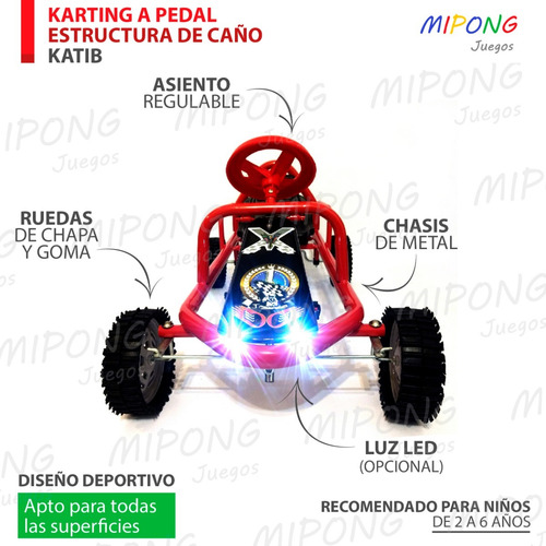 Imagen 8 de 9 de Karting A Pedal Ruedas Goma Y Chapa Sin Luz Mipong