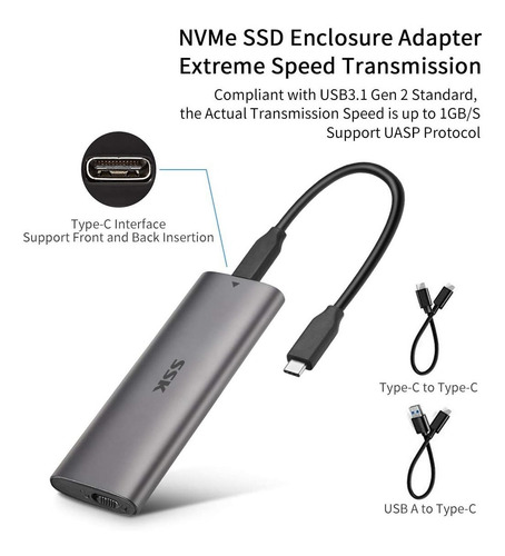 Imagen 3 de 6 de Docking Para Ssd - M.2 Nvme Pci-e M-key Usb 3.1 Gen 2 10gbps