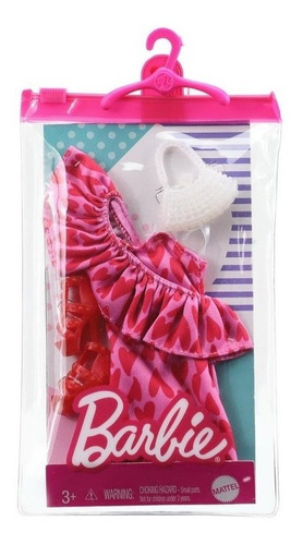 Imagem 2 de 2 de Roupa Da Barbie - Vestido Rosa Corações - Ms