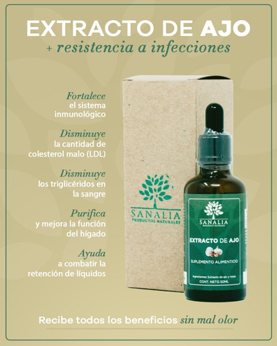 Imagen 3 de 6 de Extracto De Ajo Sanalia, Antioxidantes Y Nutrientes